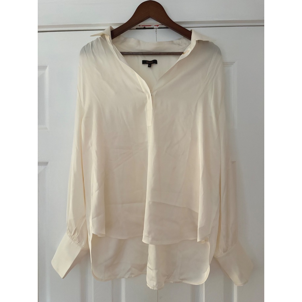 Quince Silk Spandex Ivory Long Sleeve Blouse XL CS001 FA24 - Picture 4 of 8